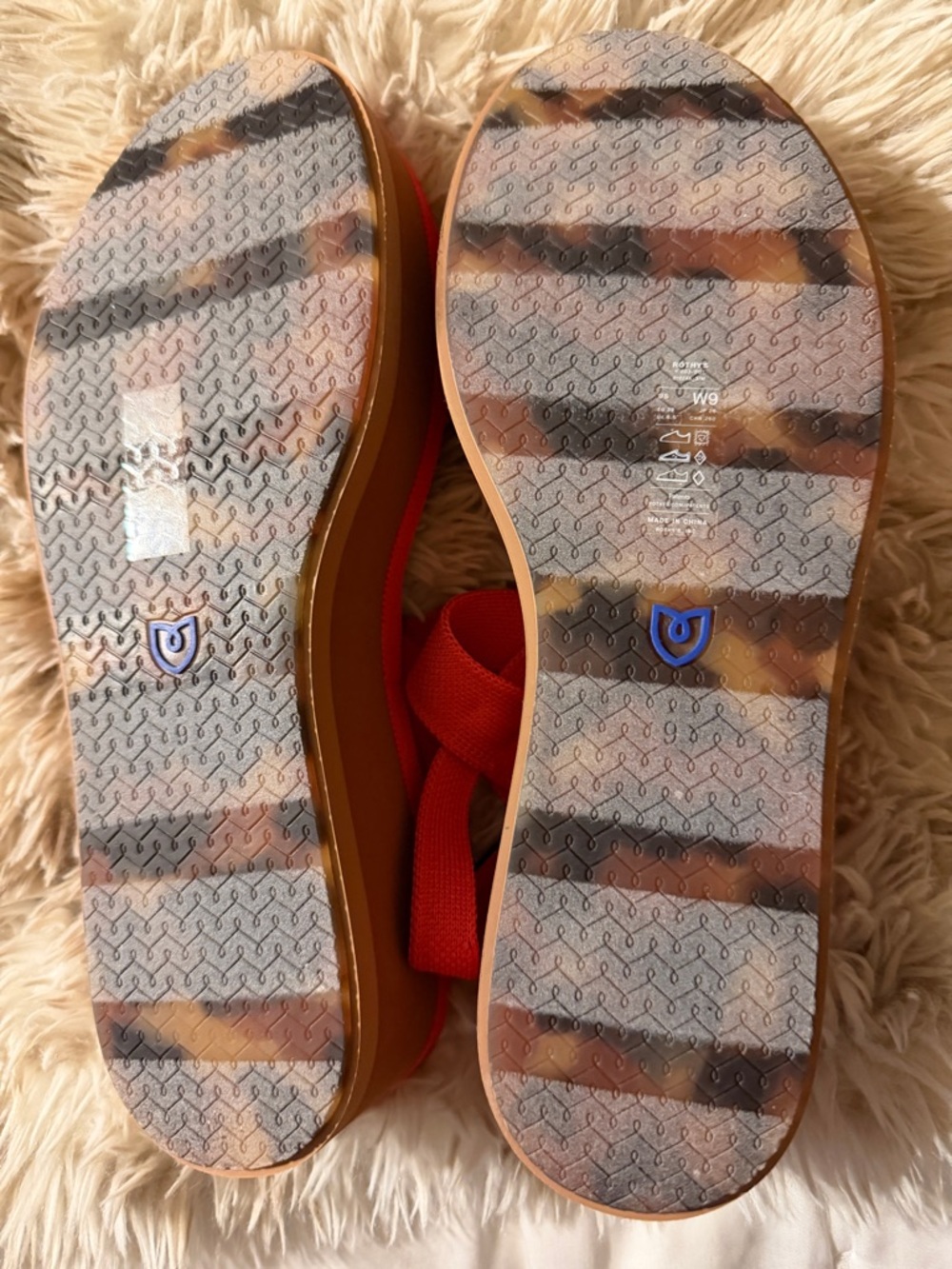 Rothy’s New Red Women's Braided Strap platform Sandals - Picture 3 of 3